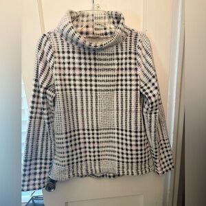 LOFT Checkered Cowl Neck Sweater - Black, White, and Pink